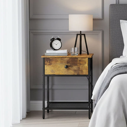 Bedside Table Set, 2-Piece, Drawer & Shelf