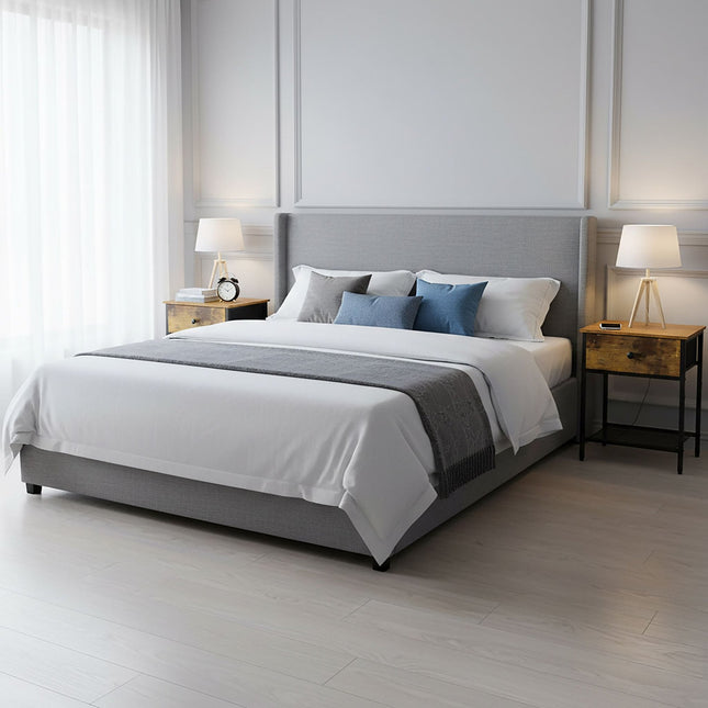Bedside Table Set, 2-Piece, Drawer & Shelf