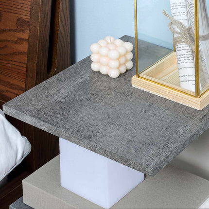 Gray and white coffee table on wheels - Modern coffee table with 3 shelves
