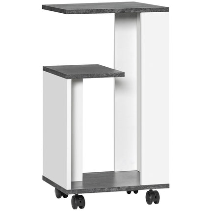 Gray and white coffee table on wheels - Modern coffee table with 3 shelves