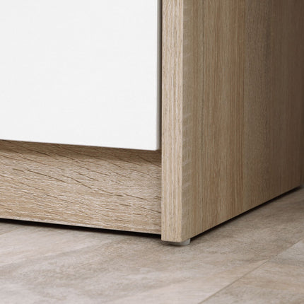 Bedside table in white & natural wood - 2 drawers, 40x40x60 Cm