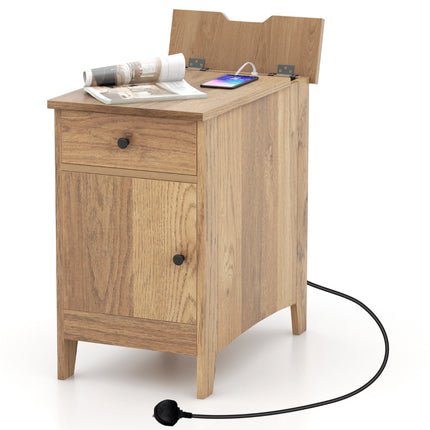 Bedside Table With USB-C, Outlets, Drawer and Magazine Rack