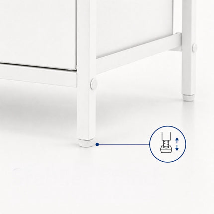 Bedside Table with 2 Fabric Drawers & Shelves, MDF/Metal