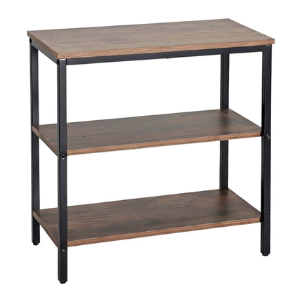 Bedside Table with 3 Shelves, Dark Brown