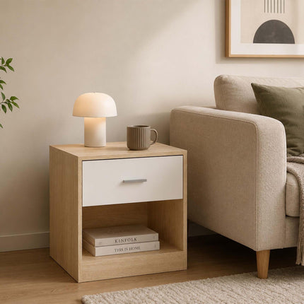 Bedside Table with Drawer, MDF, 41 x 39 x 28 cm