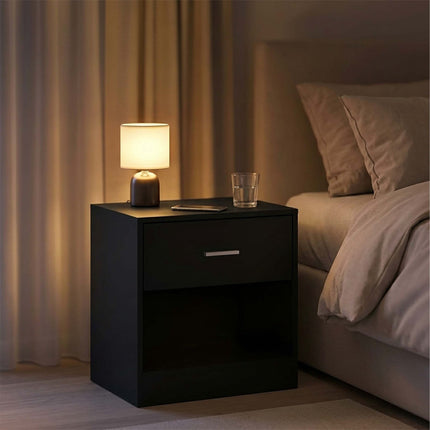 Bedside Table with Drawer, MDF, 41 x 39 x 28 cm