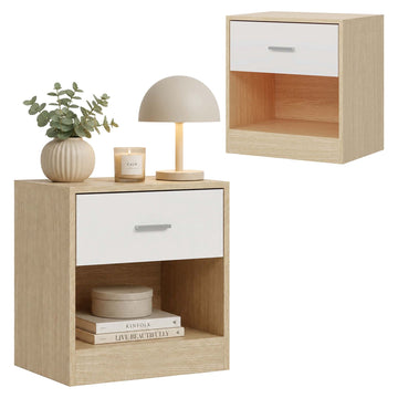 Bedside Table with Drawer, MDF, 41 x 39 x 28 cm