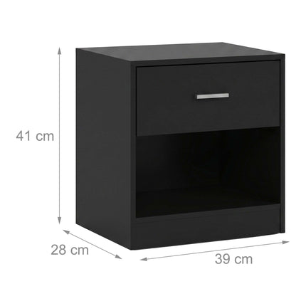 Bedside Table with Drawer, MDF, 41 x 39 x 28 cm