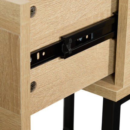 Bedside Table with Drawer and Metal Frame