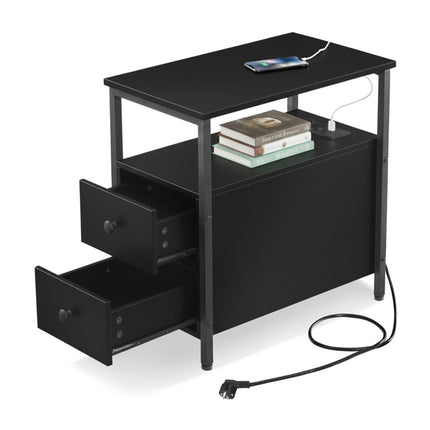 Bedside Table with USB Ports and Power Outlets