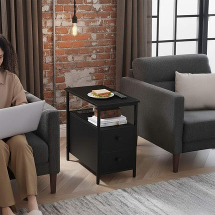 Bedside Table with USB Ports and Power Outlets