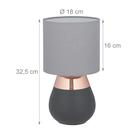 Bedside lamp with touch function, oval