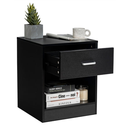 Bedside table 45 x 42.5 x 55 cm side table with drawer and open compartment sofa table modern black
