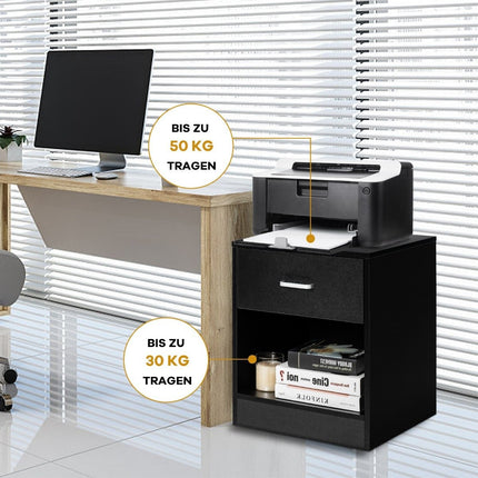 Bedside table 45 x 42.5 x 55 cm side table with drawer and open compartment sofa table modern black