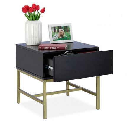 Bedside table black with drawer