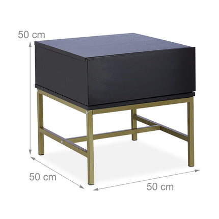 Bedside table black with drawer