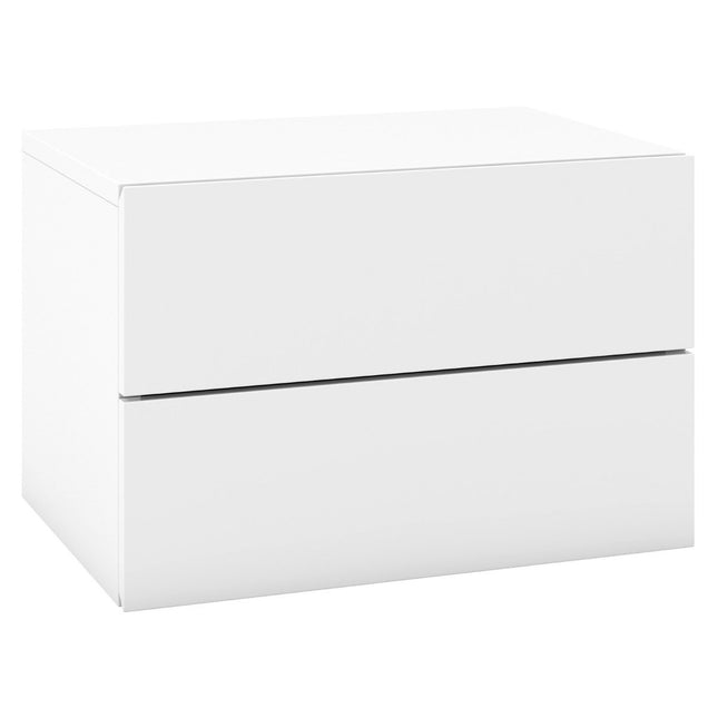 Bedside table hanging wall shelf with 2 drawers side table wall mounted 42 x 30 x 28 cm white