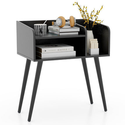 Bedside table side table with open compartment sofa table with metal support legs 50 x 32 x 58 cm black 1 piece