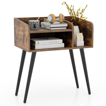 Bedside table side table with open compartment sofa table with metal support legs 50 x 32 x 58 cm rustic brown 1 piece