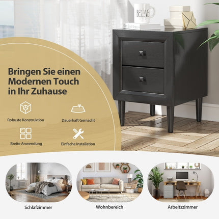 Bedside tables wooden side table with 2 drawers coffee table modern sofa table black