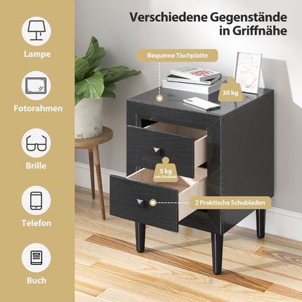 Bedside tables wooden side table with 2 drawers coffee table modern sofa table black