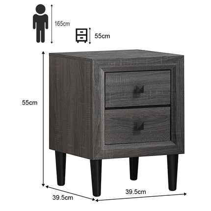 Bedside tables wooden side table with 2 drawers coffee table modern sofa table gray