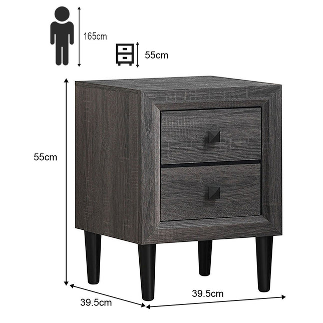 Nachtkastjes houten bijzettafel met 2 lades salontafel moderne salontafel grijs