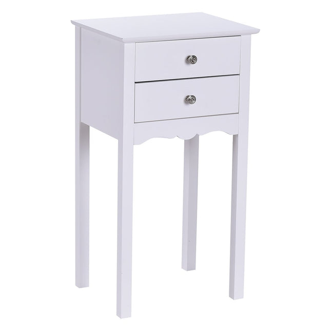 Bedside table with 2 drawers and anti-tilt protection. Modern side table 40 x 32 x 75 cm white