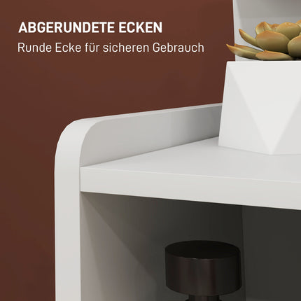 White bedside table, 2 drawers & open shelf, 40x30x60 cm