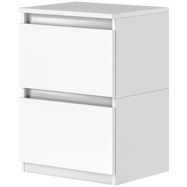 White bedside table with 2 drawers, 40 x 32 x 56 cm
