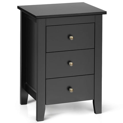 Bedside table with 3 drawers nightstand for box spring bed 46 x 37 x 65 cm black