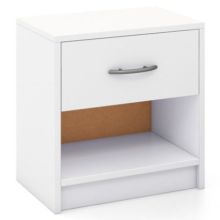 Bedside table with drawer Small side table with open compartment 38.5 x 28 x 40.5 cm white