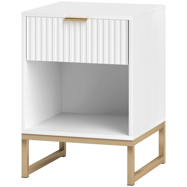 White bedside table with drawers - 40 x 40 x 57 cm