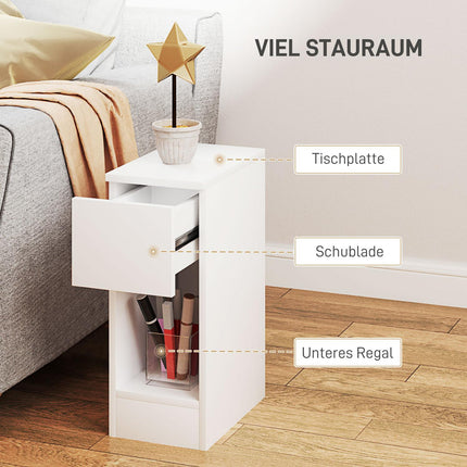 White bedside table with drawers, 20x30x50 cm