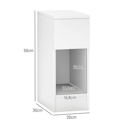 White bedside table with drawers, 20x30x50 cm