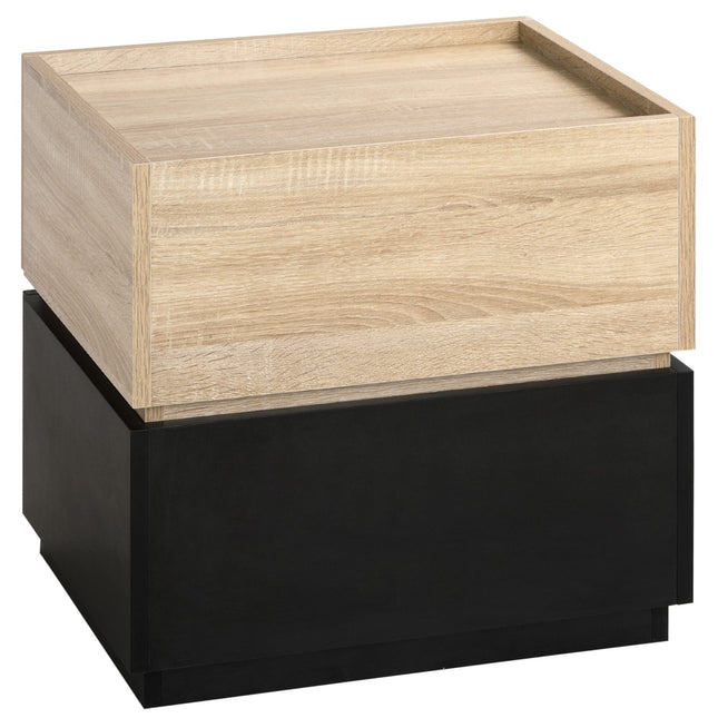 Stackable Black & Natural Nightstand, 50x40x47.5 cm