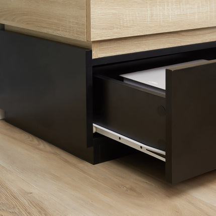Stackable Black & Natural Nightstand, 50x40x47.5 cm