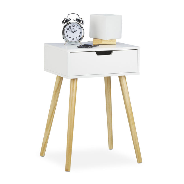 Bedside table with drawer white