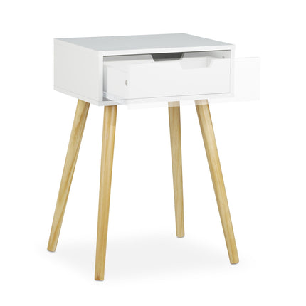 Bedside table with drawer white