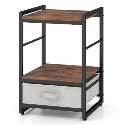 Bedside table with fabric drawer & open storage compartment, side table, nightstand