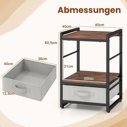 Bedside table with fabric drawer & open storage compartment, side table, nightstand