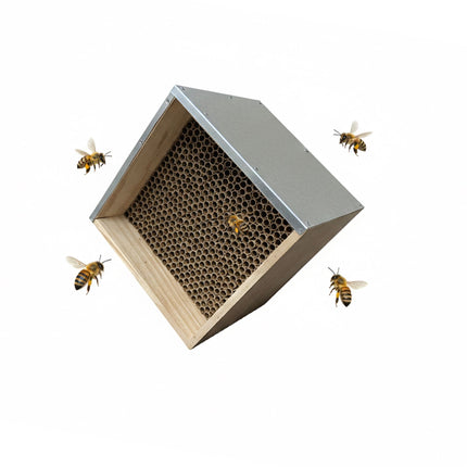 Bee Hotel with Metal Roof for Wild Bees