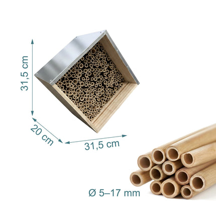 Bee Hotel with Metal Roof for Wild Bees