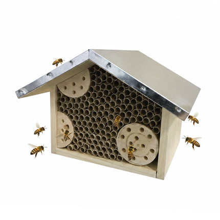 Bee Hotel with Metal Roof for Wild Bees