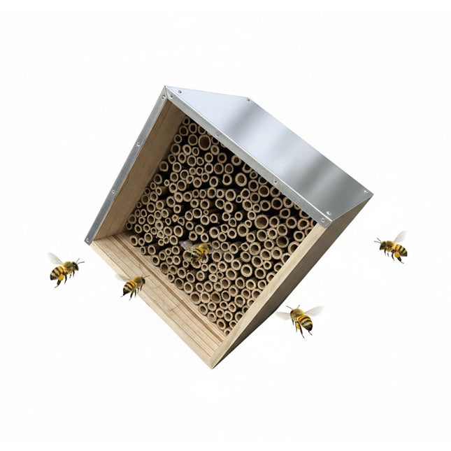 Bee Hotel with Metal Roof for Wild Bees