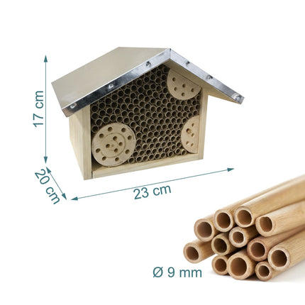 Bee Hotel with Metal Roof for Wild Bees