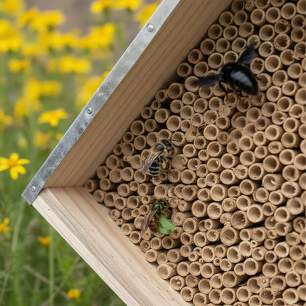 Bee Hotel with Metal Roof for Wild Bees