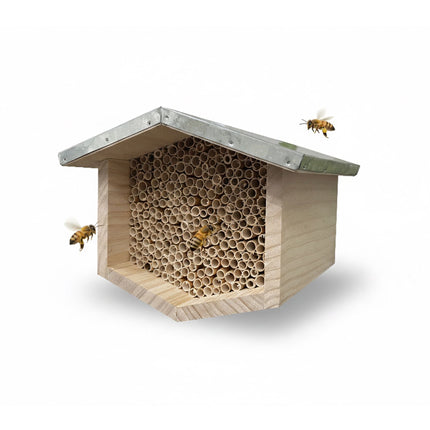 Bee Hotel with Metal Roof for Wild Bees