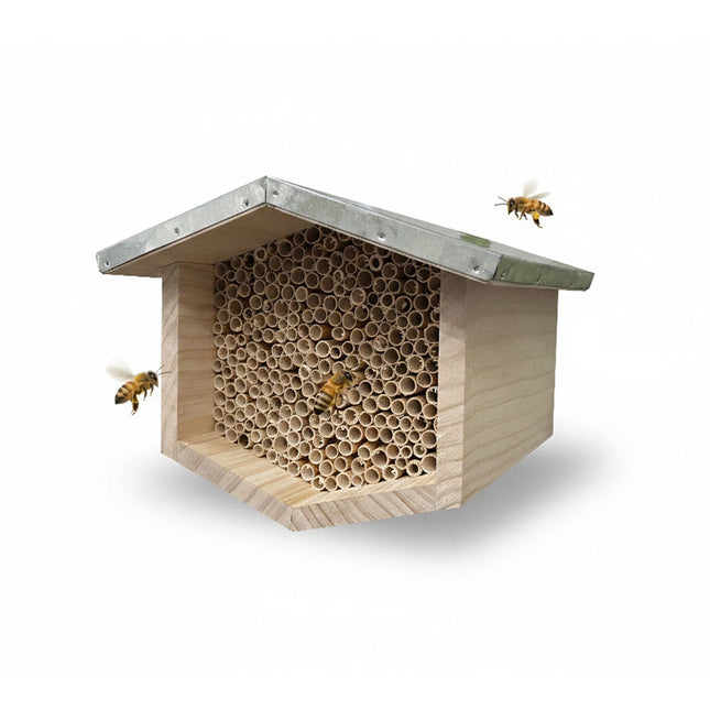 Bee Hotel with Metal Roof for Wild Bees