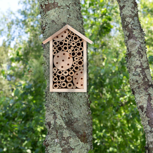 Bee hotel with bamboo tubes